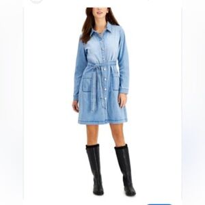 Style & Co Light Blue Denim Dress with Belt